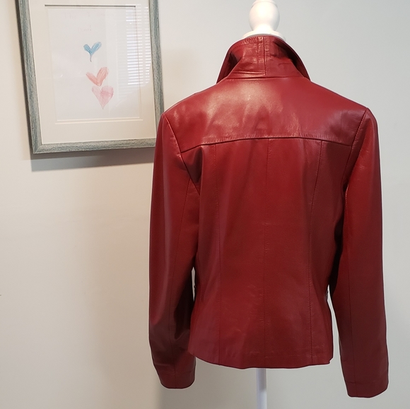 Italian Red Leather Jacket - Picture 2 of 4